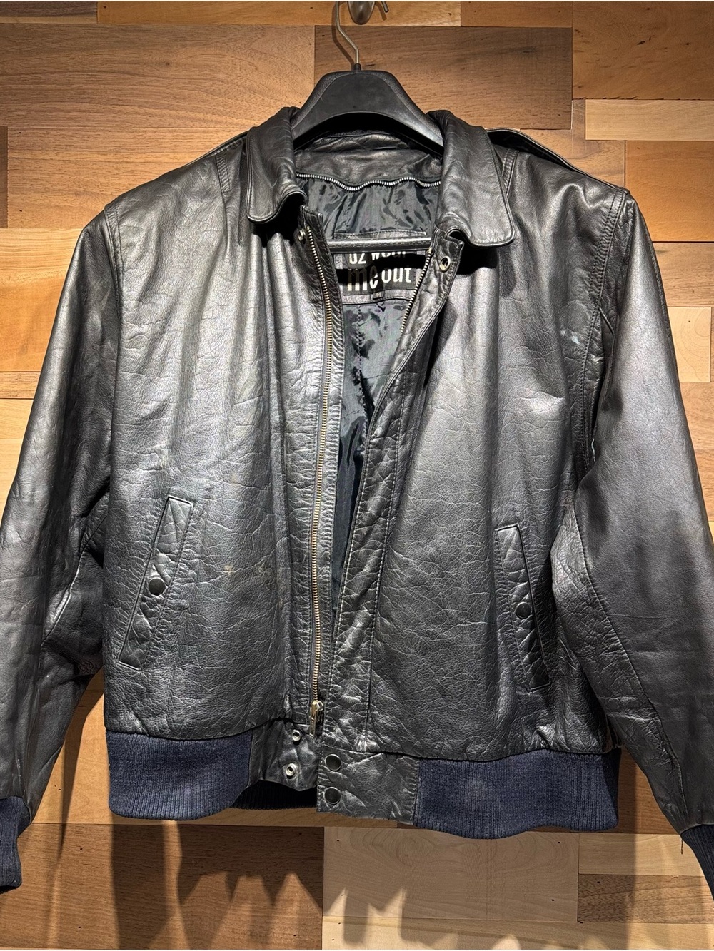 U2 Wear Me Out Black Leather Bomber Jacket